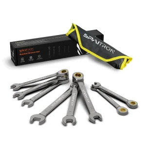 8Pcs Nickel-Plated 72T Ratchet Spanner Set 6-19mm with Storage Pouch