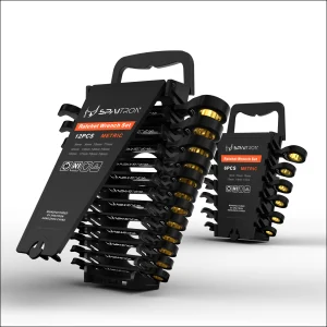 12/6-teiliges Schwarz Matt 72T Ratschenschlüssel-Set 6-19 mm mit Kunststoffhalterung