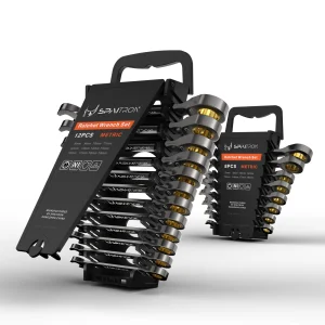 12/8Pcs Nickel-Plated Flex-Head 72T Ratchet Spanner Set 6-19mm with Plastic Rack Storage